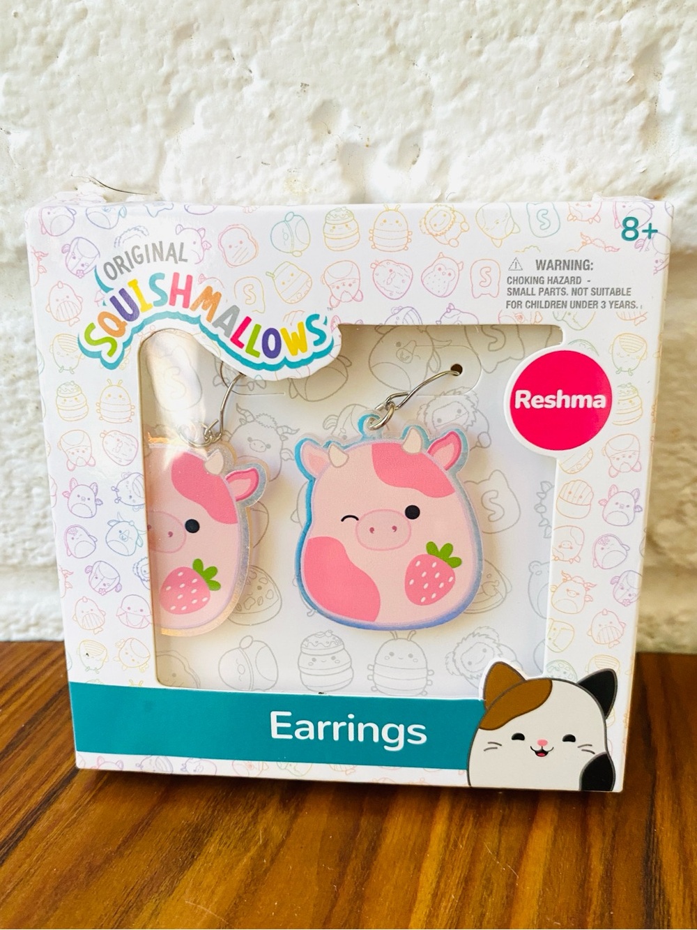 Pink Strawberry Pig Squishmallows Kids Earrings New